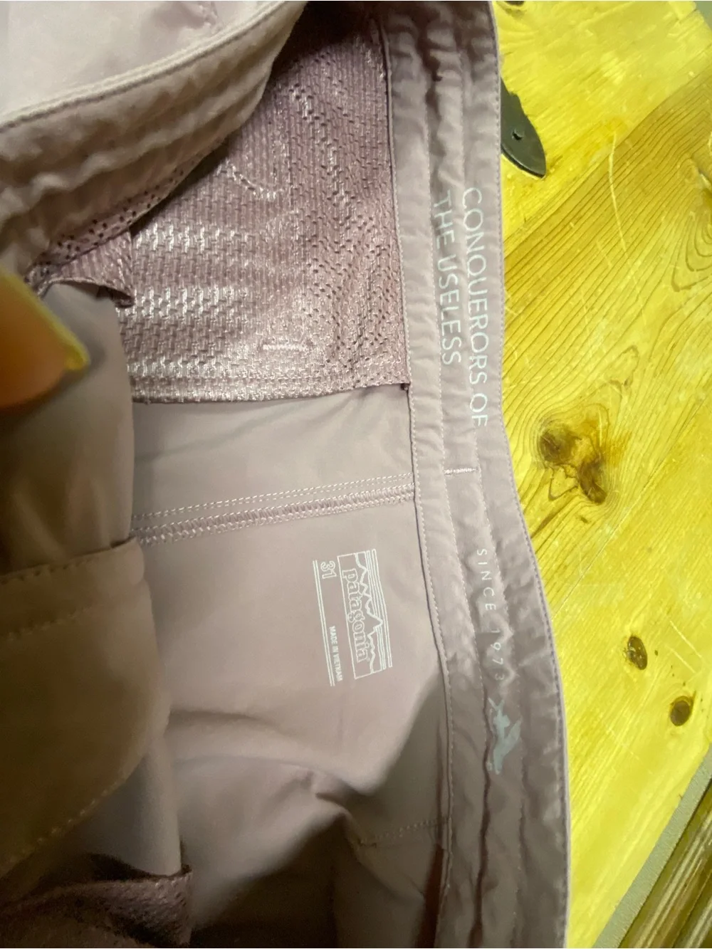 Patagonia Men’s Mauve-rose wayfarer hybrid walking shorts.